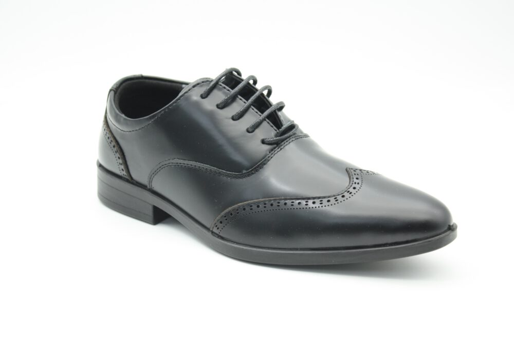 נעלי נוחות אלגנטיות לנוער מעור בצבע שחור מבריק   דגם 669-334